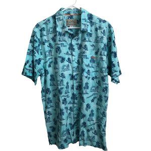 Salt Life Men's Size Medium Blue Short Sleeve Hawaiian Camp Shirt Live Salty
